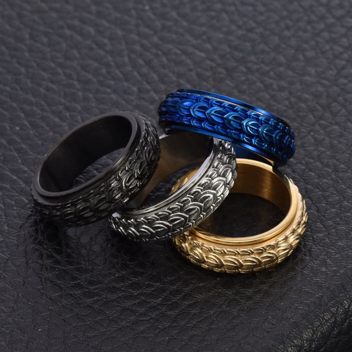 WorldNorse Dragon Scale Spinner Anxiety Titanium Steel Ring - image 0
