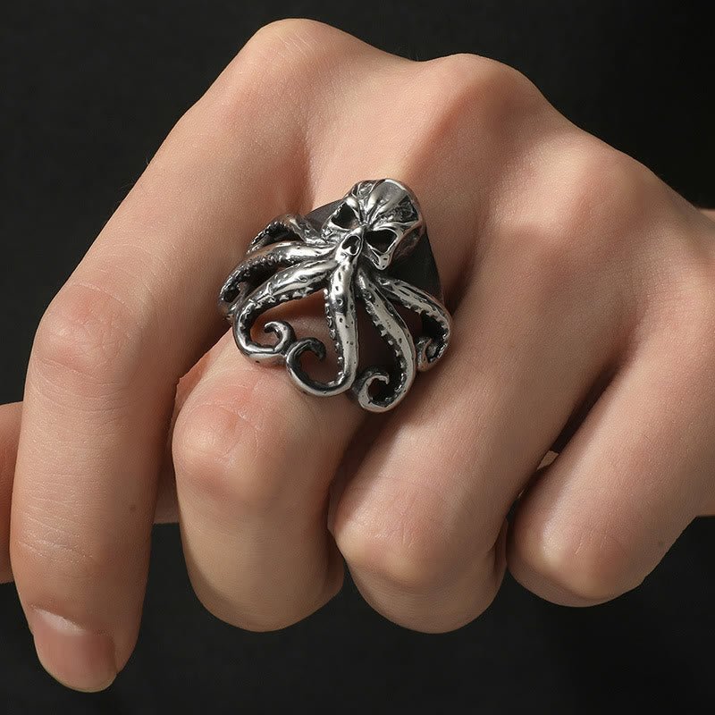 WorldNorse Octopus Skull Punk Stainless Steel Seaman Ring - image 1