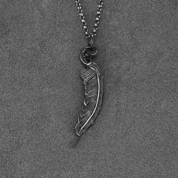 WorldNorse 999 Sterling Silver Feather Necklace - With Rolo Chain - 60cm - image 2