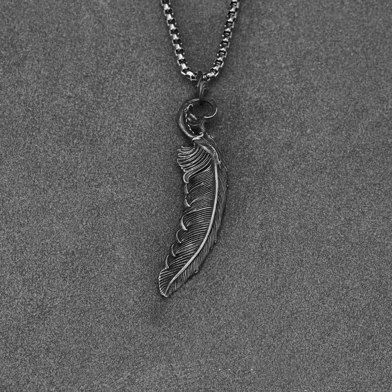 WorldNorse 999 Sterling Silver Feather Necklace - With Box Chain - 60cm - image 1