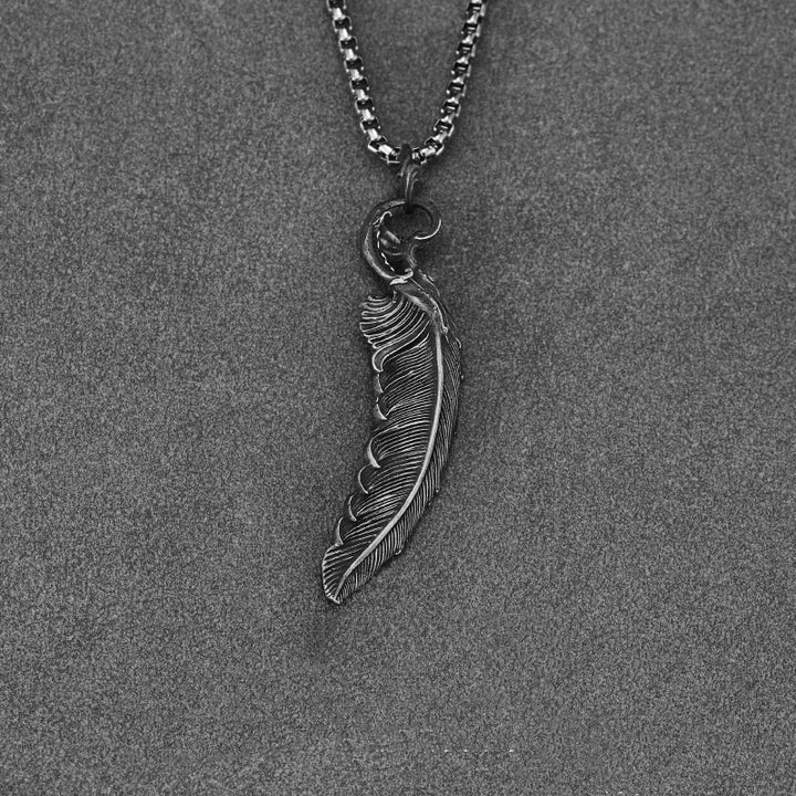 WorldNorse 999 Sterling Silver Feather Necklace - With Box Chain - 60cm - image 1