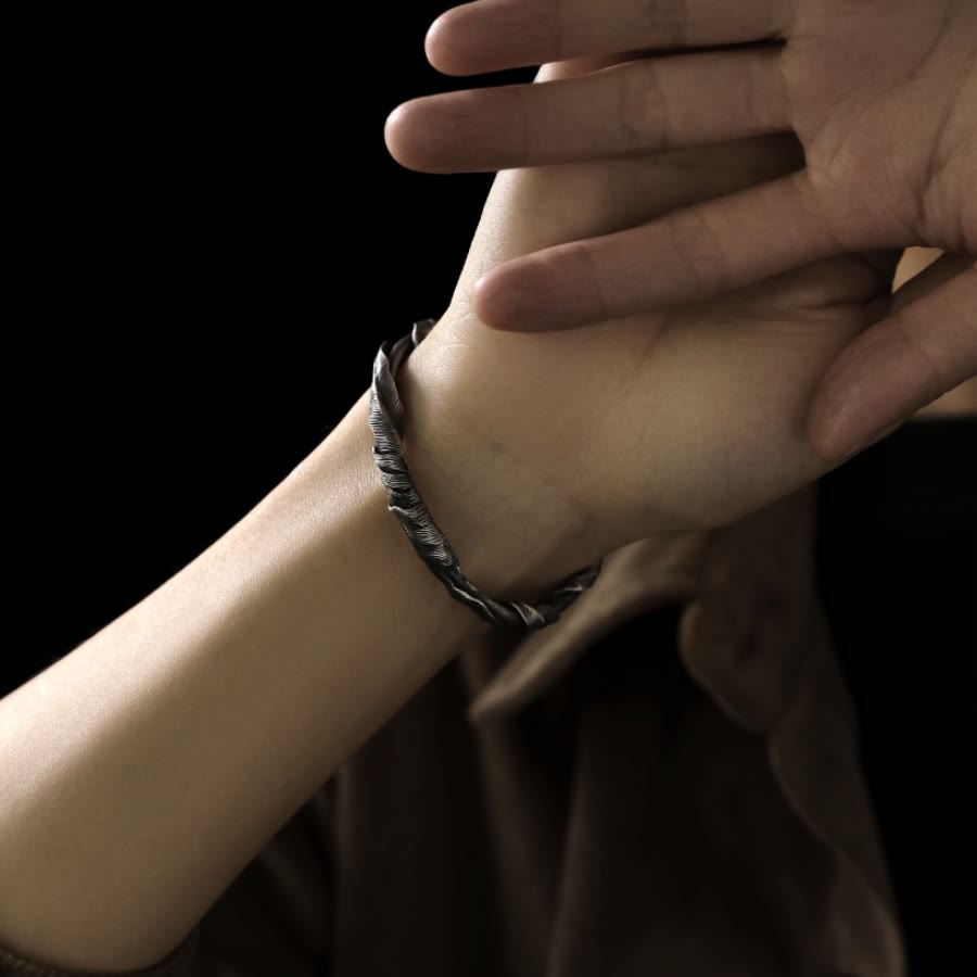 WorldNorse Handcrafted 999 Silver Feather Open Bracelet - image 6