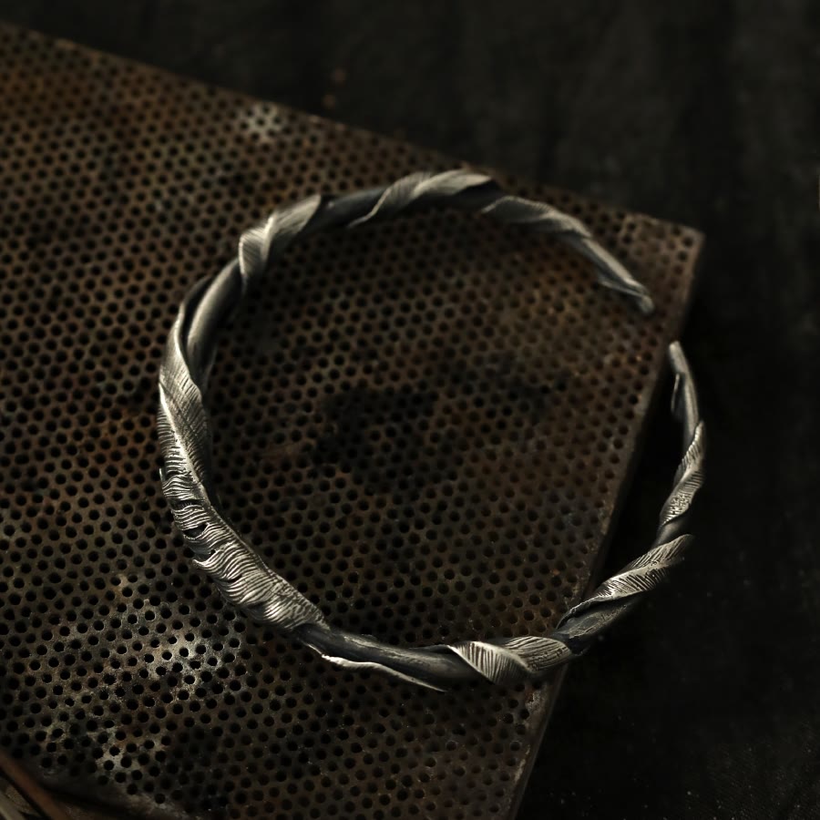 WorldNorse Handcrafted 999 Silver Feather Open Bracelet - image 4