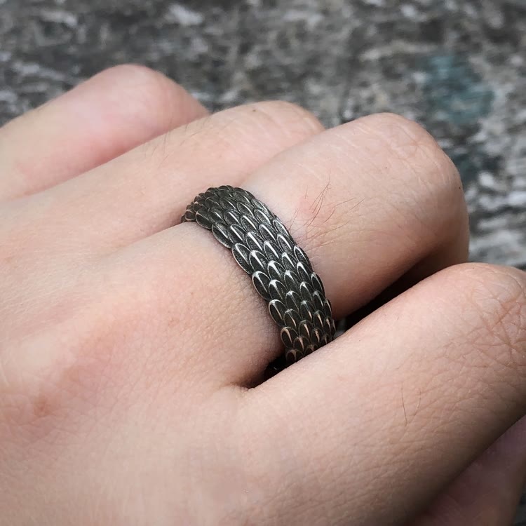 WorldNorse 925 Sterling Silver Dragon Scale Ring - image 1