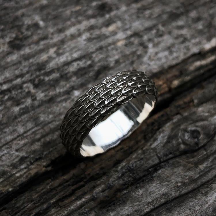 WorldNorse 925 Sterling Silver Dragon Scale Ring - image 5