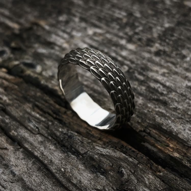 WorldNorse Handcrafted 925 Silver Dragon Scale Ring - UK Size Z+1（US 14) - image 0