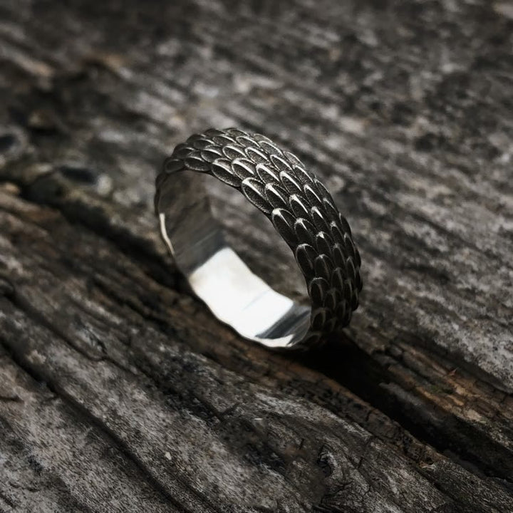 WorldNorse Handcrafted 925 Silver Dragon Scale Ring - UK Size Z+1（US 14) - image 0