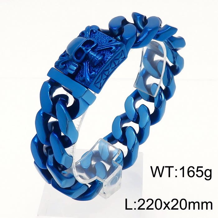 WorldNorse Skull Clasp Cuban Bracelet - Blue - 22cm - image 24