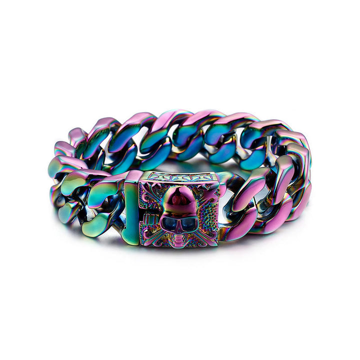 WorldNorse Skull Clasp Cuban Bracelet - Multicolor - 22cm - image 10