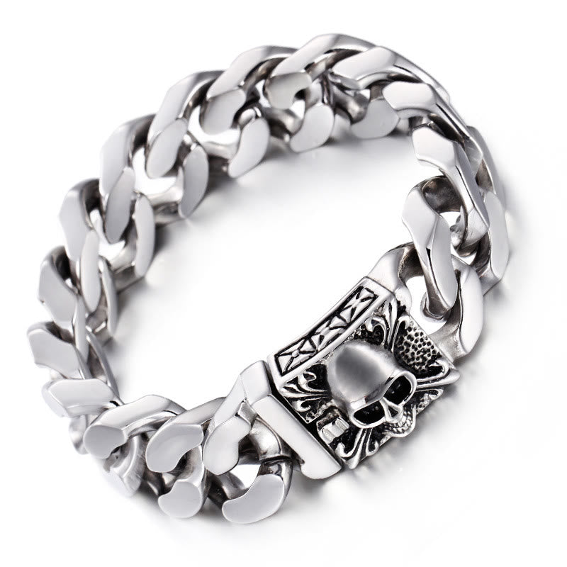 WorldNorse Skull Clasp Cuban Bracelet - Silver - 22cm - image 2