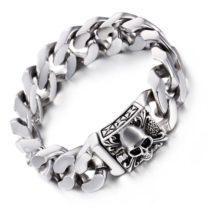 WorldNorse Skull Clasp Cuban Bracelet - Silver - 22cm - image 2