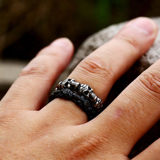 WorldNorse Gothic Stackable Stainless Steel Skull Ring - image 4