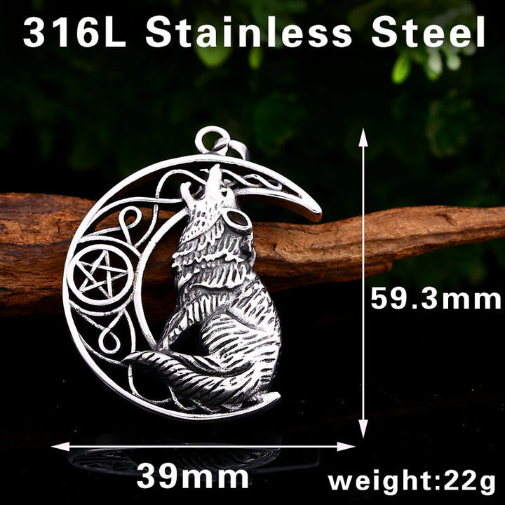 WorldNorse Wolf Head Half Moon Necklace - image 2