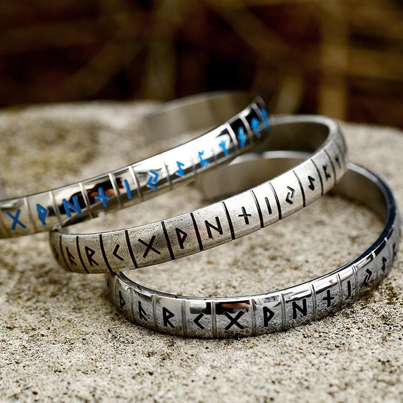 WorldNorse Runes Viking Bangle Bracelet - Silver - image 3