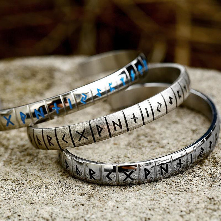 WorldNorse Runes Viking Bangle Bracelet - Silver - image 3