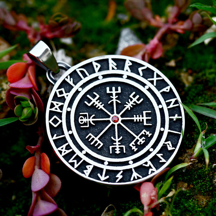 WorldNorse Vegvisir Red Zicron Compass Necklace - image 4