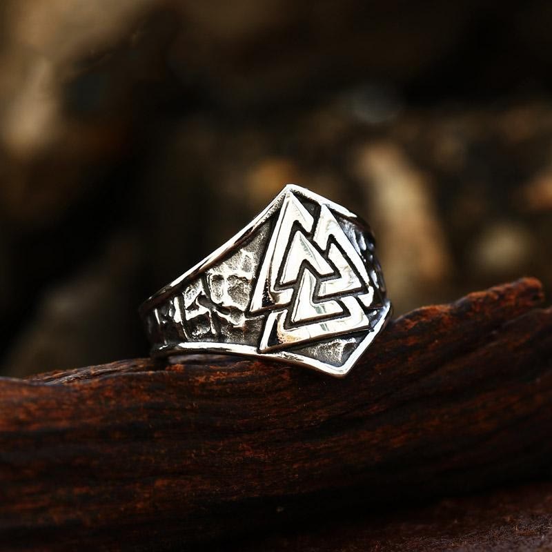 WorldNorse Valknut Stainless Steel Ring - UK Size Z+1（US 14) - image 0