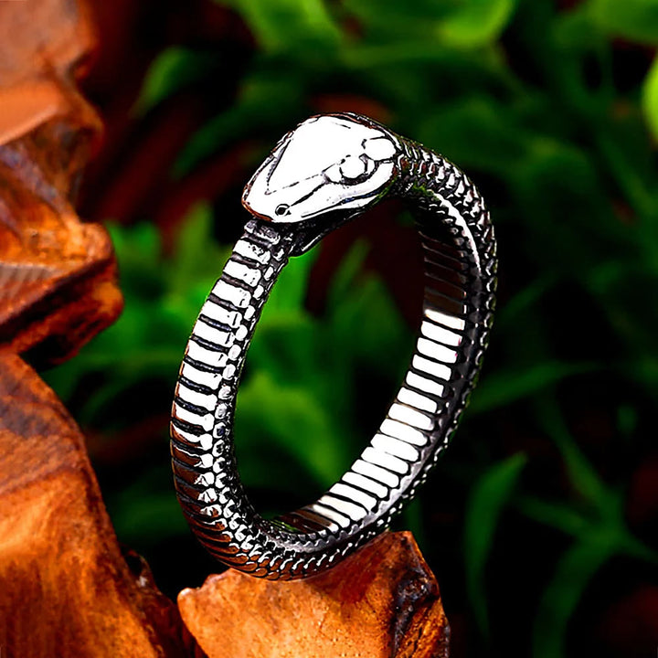 WorldNorse Rattlesnake Titanium Steel Ring
