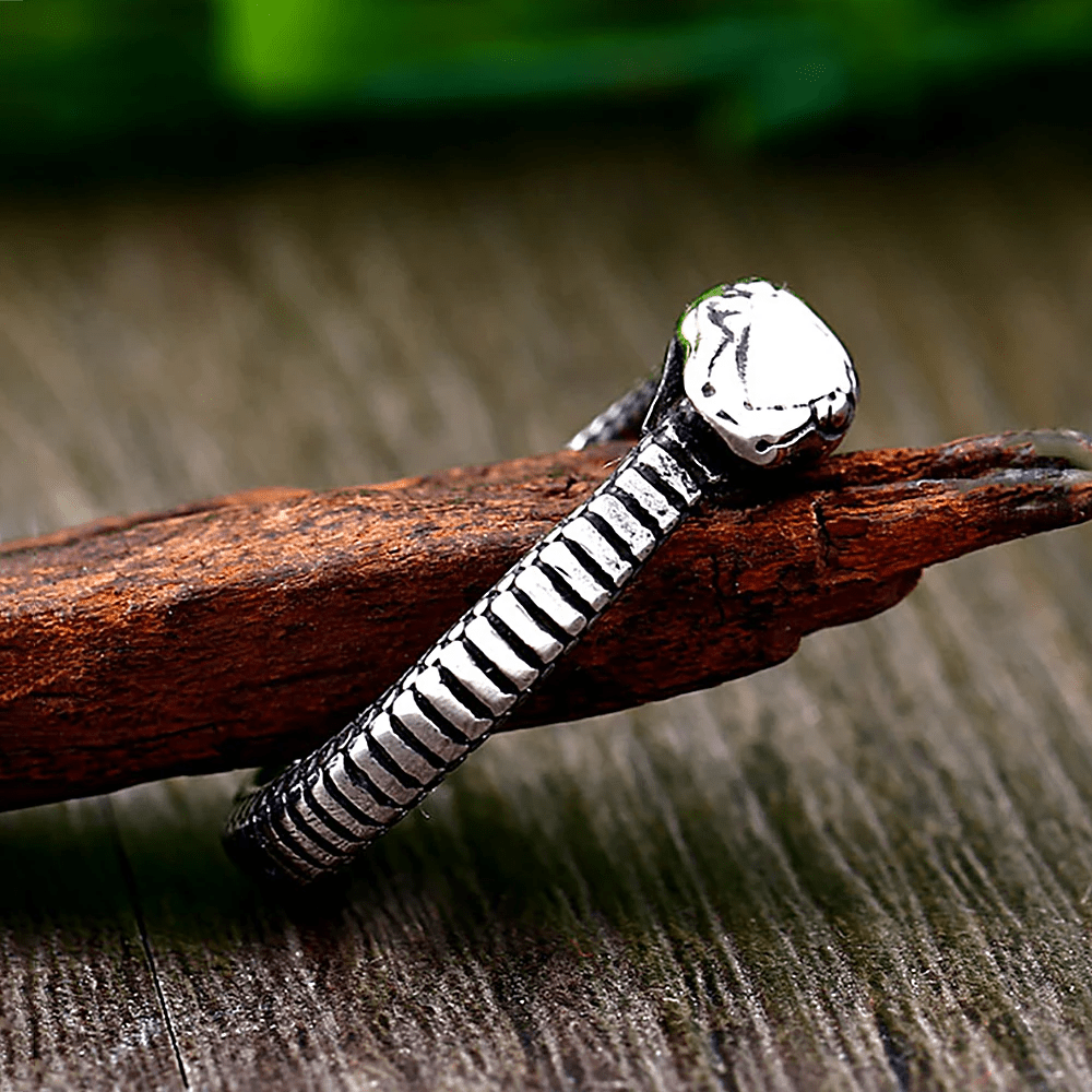WorldNorse Rattlesnake Titanium Steel Ring