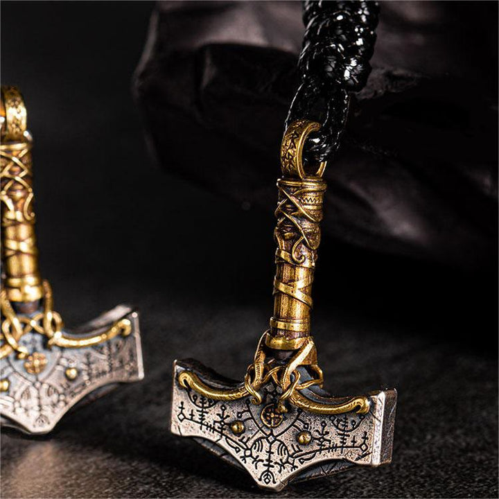 WorldNorse Handcrafted 925 Silver Mjolnir Necklace - Wax Rope - image 0