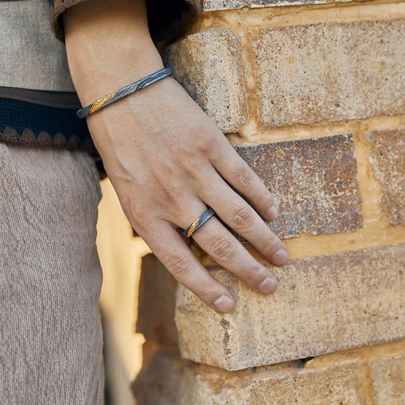 WorldNorse Flowing Fire Gold Inlay Adjustable Bracelet / Ring - image 2