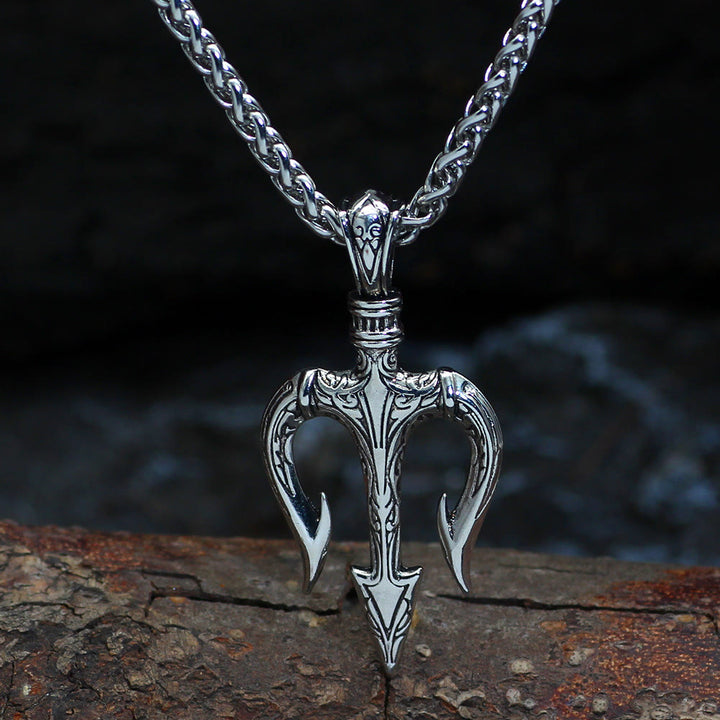 WorldNorse "Power and Courage" Poseidon Trident Necklace - Silver - image 4