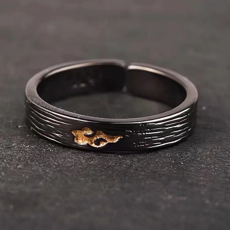 WorldNorse Vintage Black Gold Cloud Shaped Adjustable Ring