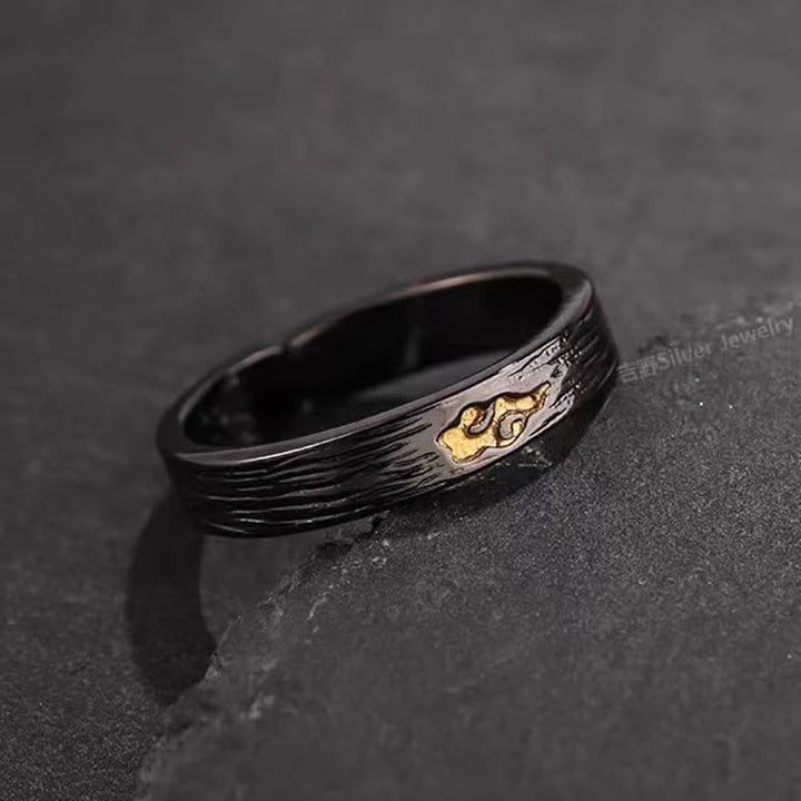 WorldNorse Vintage Black Gold Cloud Shaped Adjustable Ring