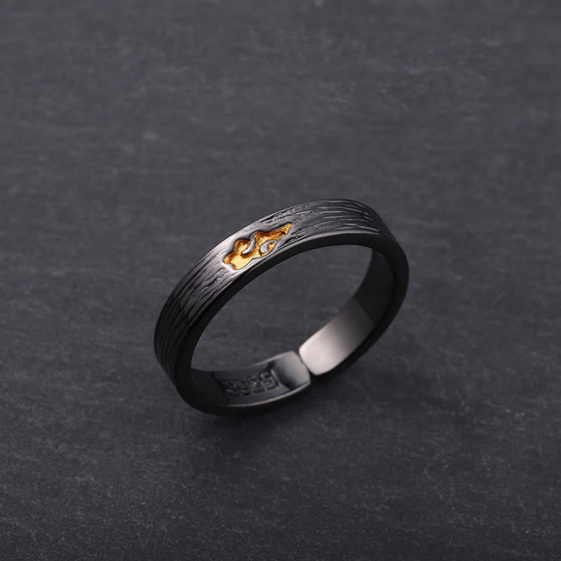 WorldNorse Vintage Black Gold Cloud Shaped Adjustable Ring