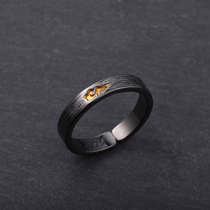 WorldNorse Vintage Black Gold Cloud Shaped Adjustable Ring