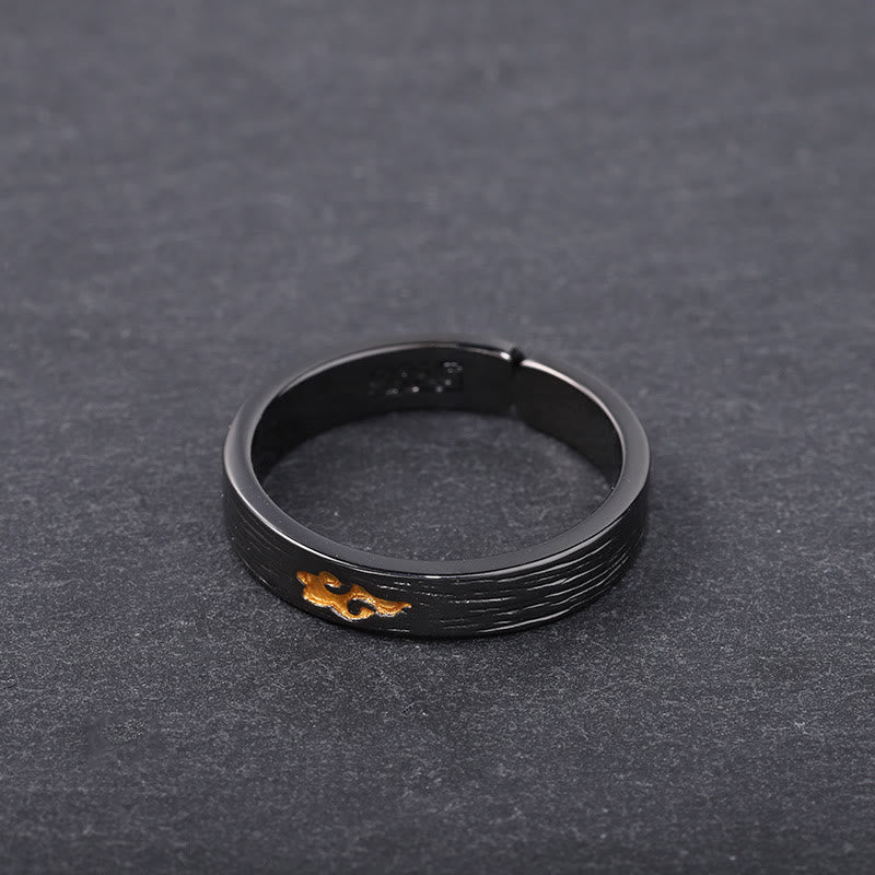 WorldNorse Vintage Black Gold Cloud Shaped Adjustable Ring