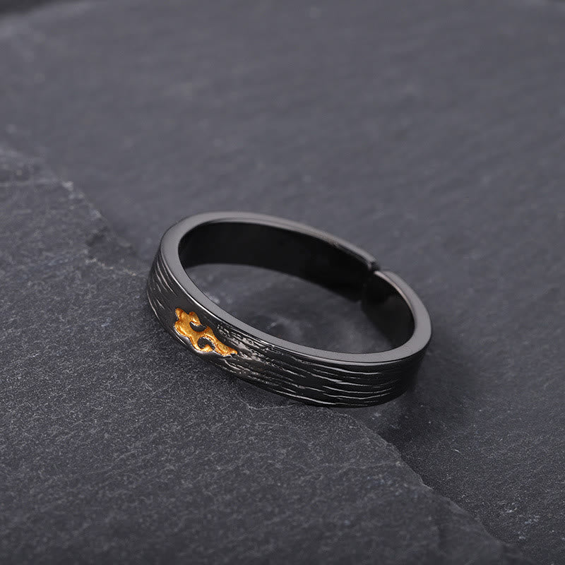 WorldNorse Vintage Black Gold Cloud Shaped Adjustable Ring