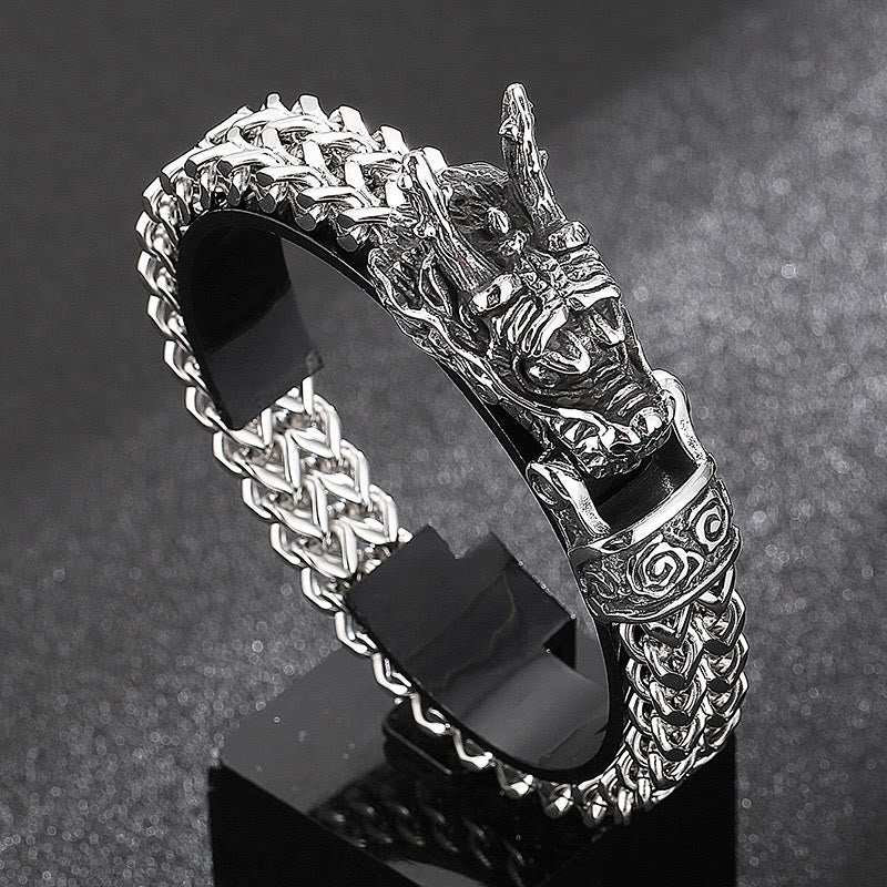 WorldNorse Norse Dragon Mesh Chain Bracelet - Silver - 23cm - image 0