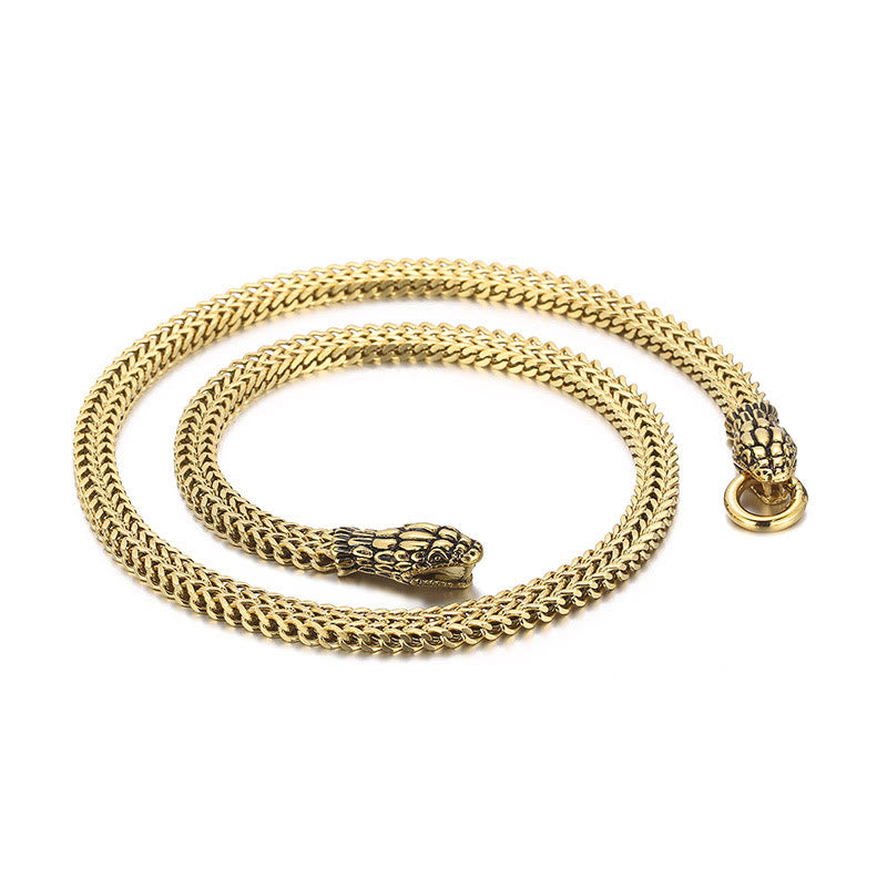 WorldNorse Double Snake Head Animal Necklace - Gold - image 12