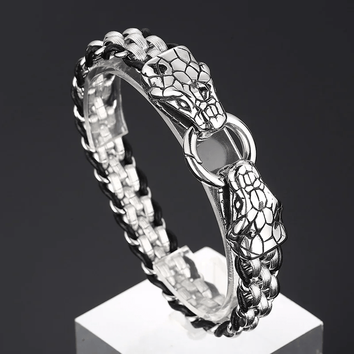 WorldNorse Snake Heads Buckle Braided Leather Bracelet - image 7