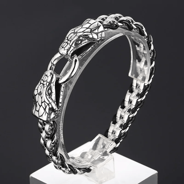 WorldNorse Snake Heads Buckle Braided Leather Bracelet - image 3