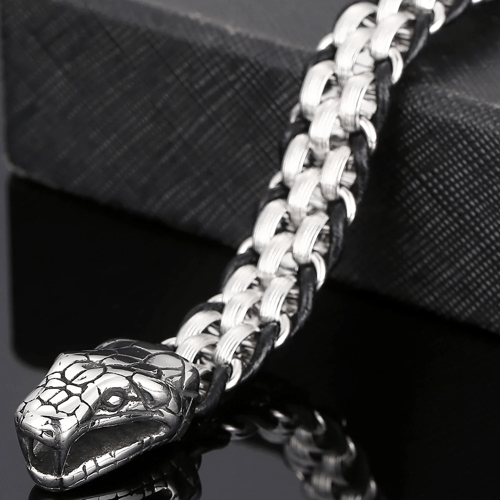 WorldNorse Snake Heads Buckle Braided Leather Bracelet - image 4