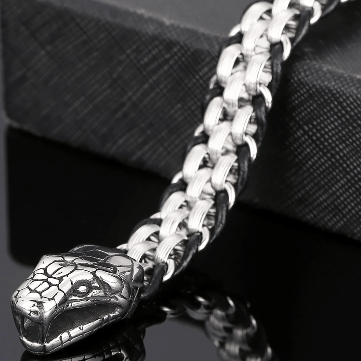 WorldNorse Snake Heads Buckle Braided Leather Bracelet - image 4