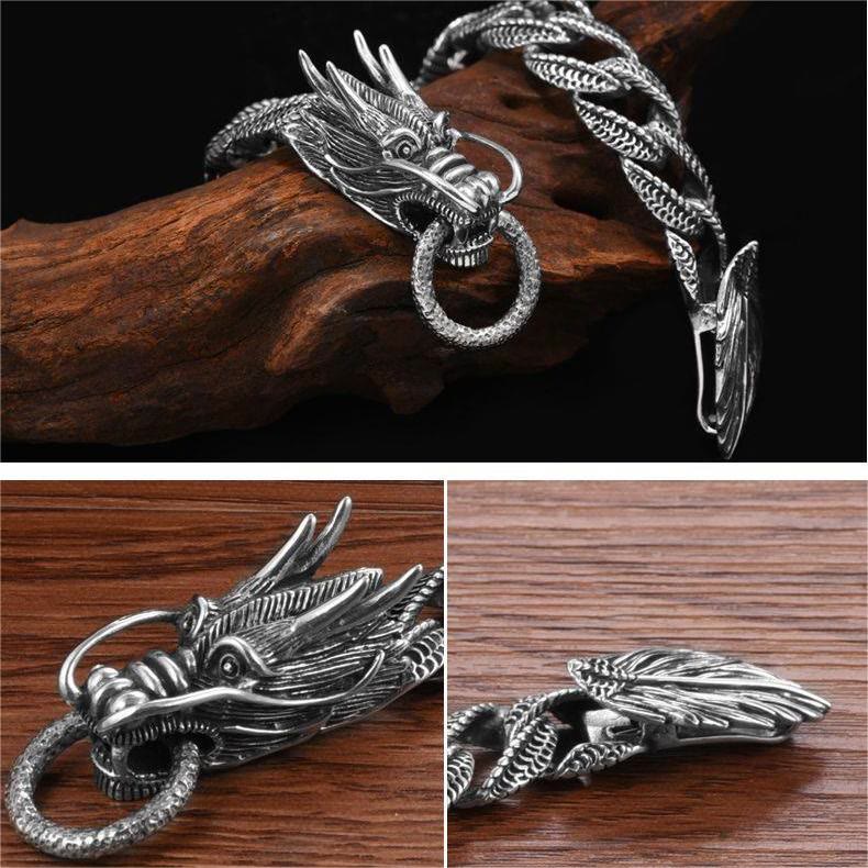 WorldNorse Dragon Head And Tail Interlocked Bracelet