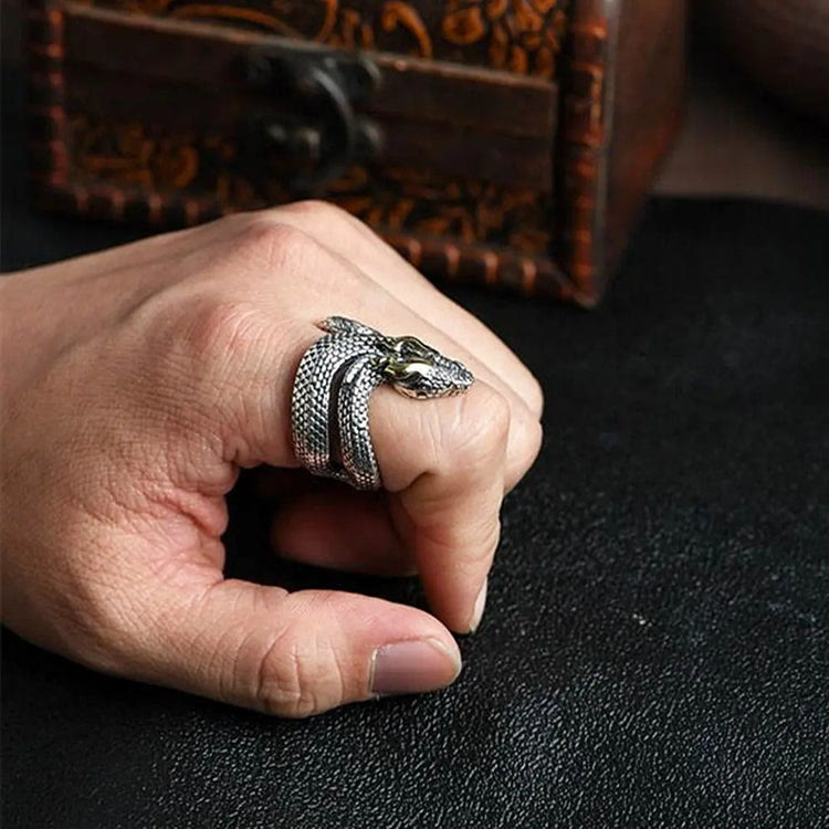 WorldNorse Retro Punk Snake Jormungandr Ring - image 7