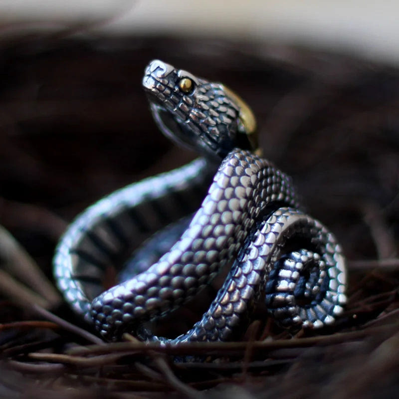 WorldNorse Retro Punk Snake Jormungandr Ring - image 1