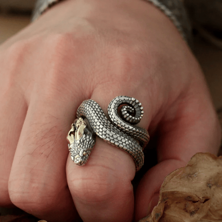 WorldNorse Retro Punk Snake Jormungandr Ring - image 8