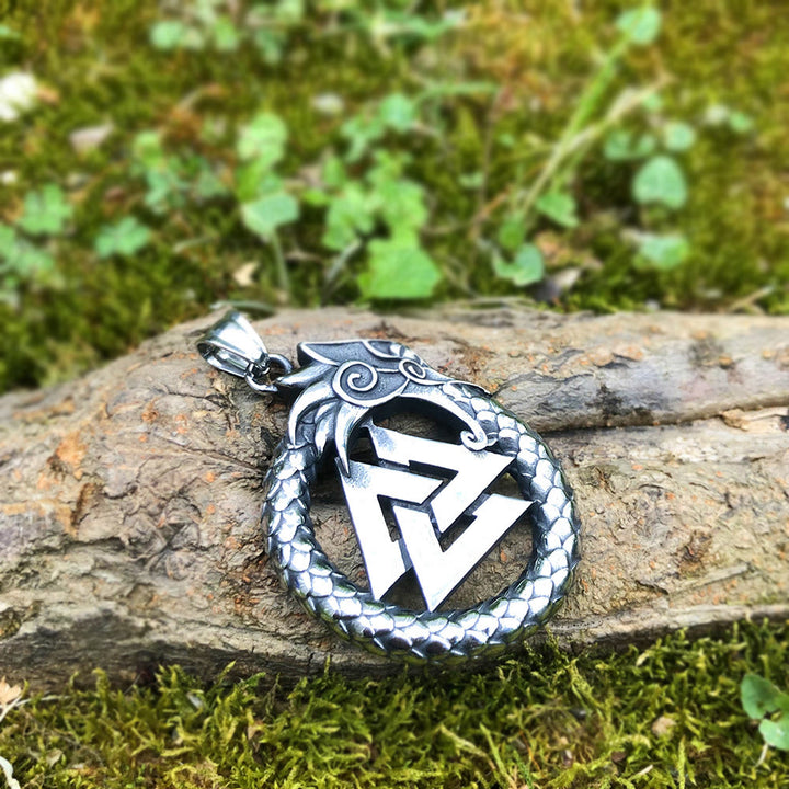 WorldNorse Jormungandr Dragon Valknut Necklace - image 2