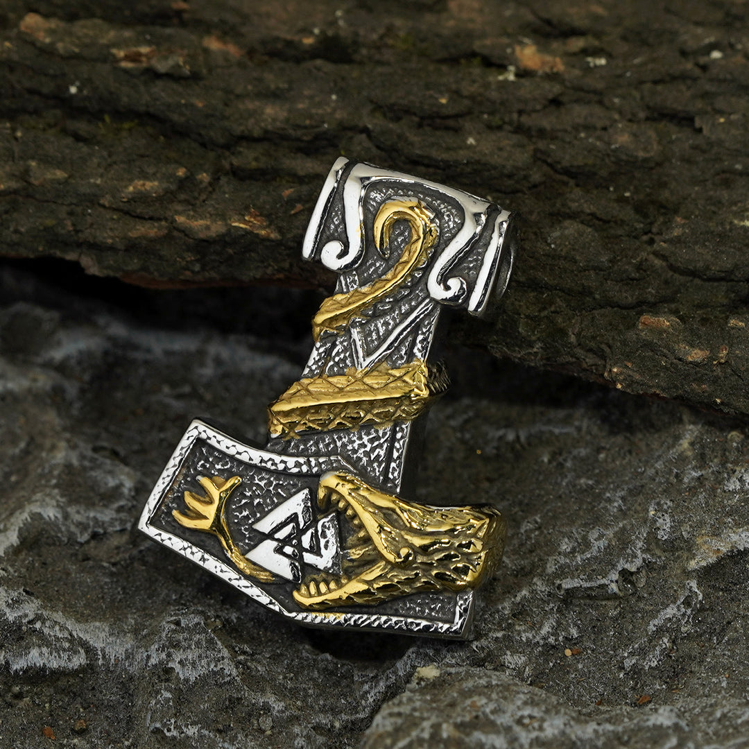 WorldNorse Norse Dragon Bite Valknut Necklace - image 3