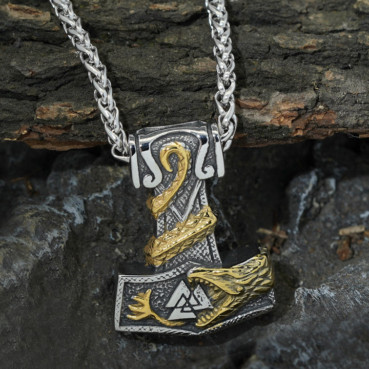 WorldNorse Norse Dragon Bite Valknut Necklace - Necklace - image 0