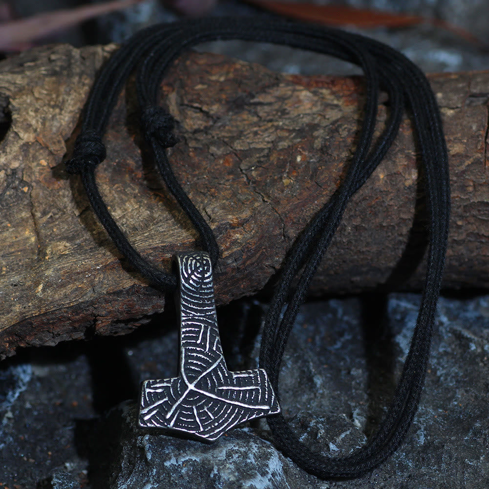 WorldNorse Mjolnir Hammer Cotton Rope Necklace - Necklace - image 0
