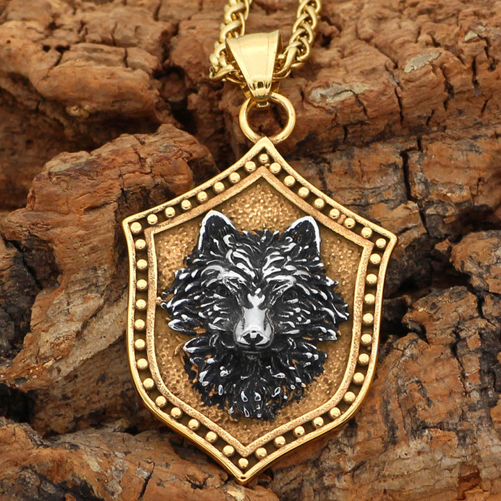 WorldNorse Wolf Head Shield Necklace - image 2