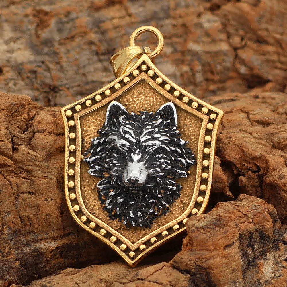 WorldNorse Wolf Head Shield Necklace - image 1