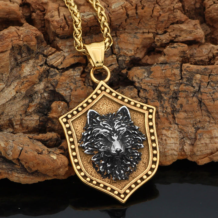 WorldNorse Wolf Head Shield Necklace - image 3