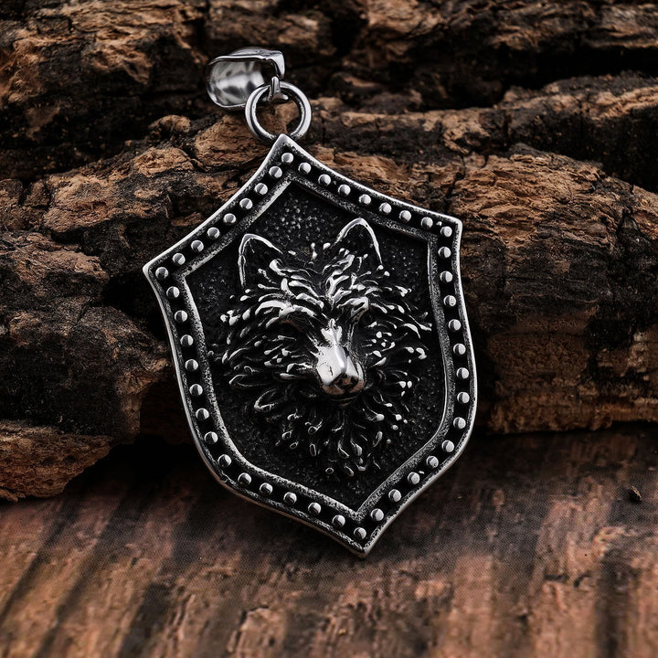 WorldNorse Wolf Head Shield Necklace - image 5